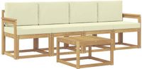 vidaXL Bank loungeset 4 zitplaatsen Wit en crèmekleurig Acacia hout
