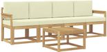 vidaXL Loungebank 4 zitplaatsen Wit en crèmekleurig Acacia hout