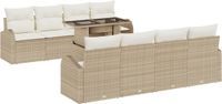 vidaXL Tuinbank Set 9-delig Beige Poly Rattan