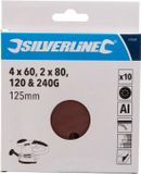 Silverline Geperforeerde klittenband schuurschijven - Ø 125 mm - 10 stuks - diverse korrelgroftes
