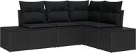 vidaXL Tuinbank Set Zwart Polyrattan