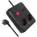 Maclean MCE387/8 stekkerdoos | 2 stopcontacten 3xUSB 2500W | compact snoer met 45° hoekige stopcontacten | verlichte schakelaar voor wandmontage (Zwart, 1,5 m)