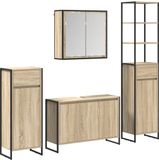 vidaXL Badkamermeubel Set 4-delig Sonoma Eiken Bewerkt Hout