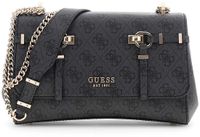 GUESS Leona Logo Convertible Xbody Flap Coal Logo Schoudertas