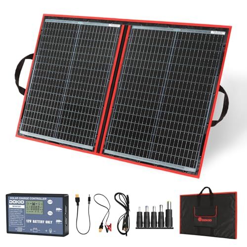 DOKIO Opvouwbaar Zonnepaneel 100w 12v Monokristallijne zonnelader met 10A-controller voor caravan camper camping Auto Boot Batterij opladen