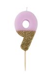 TALKING TABLES - Prikkerkaars cijfer 9 roze en goud glitter 13,8 cm voor verjaardagstaart