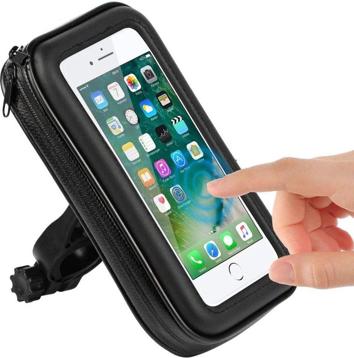Opline Telefoonhouder Fiets Universeel Waterdicht 360 Draaibaar - Zwart - Extra Large
