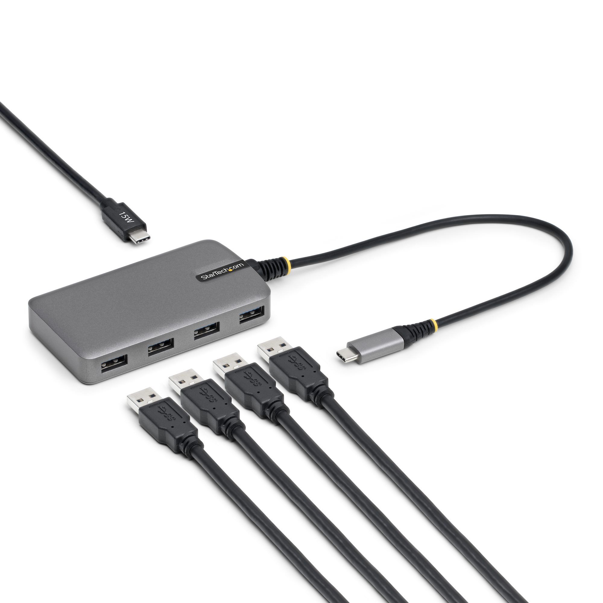 StarTech.com 4-Port USB-C Hub, 5Gbps, Bus Powered, USB-C naar 4x USB-A hub met Extra USB-C Voedingsingang, 30cm Host Kabel, Compacte Desktop/Laptop USB Hub
