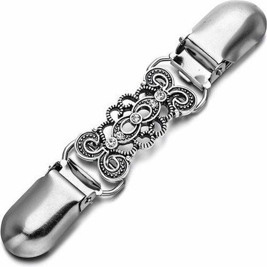 Fako Bijoux® Vestclip - Zilverkleurig - Strass - Mini - Vestsluiting - Sjaalspeld - Vrouwen