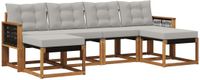 vidaXL - Bank loungeset - 6 zitplekken - Naturel en lichtgrijs - Acacia hout