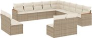 vidaXL 13-delige Loungeset met Kussens Poly Rattan Beige