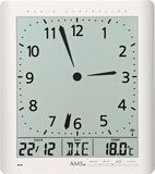 AMS F5896 - Wandklok - Digitaal - Radiogestuurde tijdsaanduiding - LCD - Temperatuur - Snooze - Wit