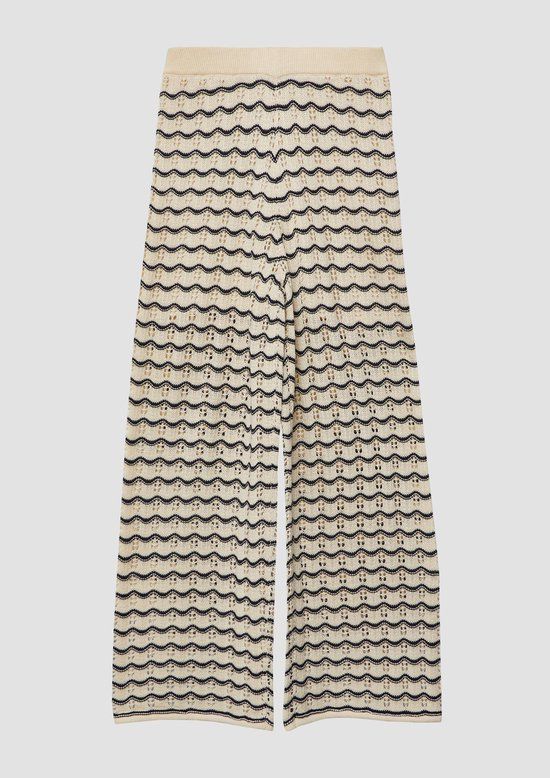 s.Oliver Gestreepte Casual Broek Ecru Ajour
