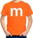 Bellatio Decorations Shoppartners Bv Letter M verkleed t-shirt - oranje - voor kinderen - M en M - carnavalskleding - feest shirt kleding - kostuum 110/116