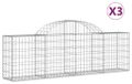 vidaXL Gabionen met boogvorm, 3 stuks, 200x30x60/80 cm, verzinkt staal