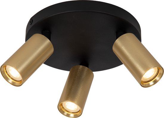Lucide RITMO - Plafondspot - Ø 18 cm - 3xGU10 (MR11) - Mat Goud / Messing
