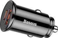 Baseus Autolader met USB C en USB A 4.0 30W - Zwart