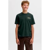JACK & JONES JUNIOR rechtvallend T-shirt met backprint - donkergroen