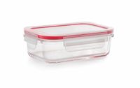 Ibili Lunchbox 754704 Borosilicaatglas Transparant RVS Vergrendelbare deksel Luchtdicht Rechthoekig 400 ml