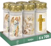 Bolsius Herdenkingslicht Wit met Engel Kruis Lelie - 6 stuks
