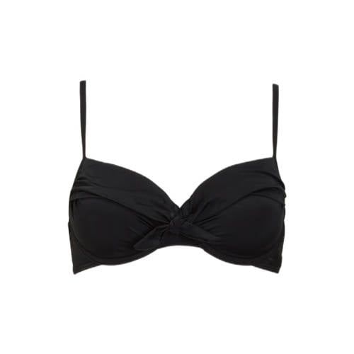 BEACHWAVE voorgevormde beugel bikinitop met strik zwart