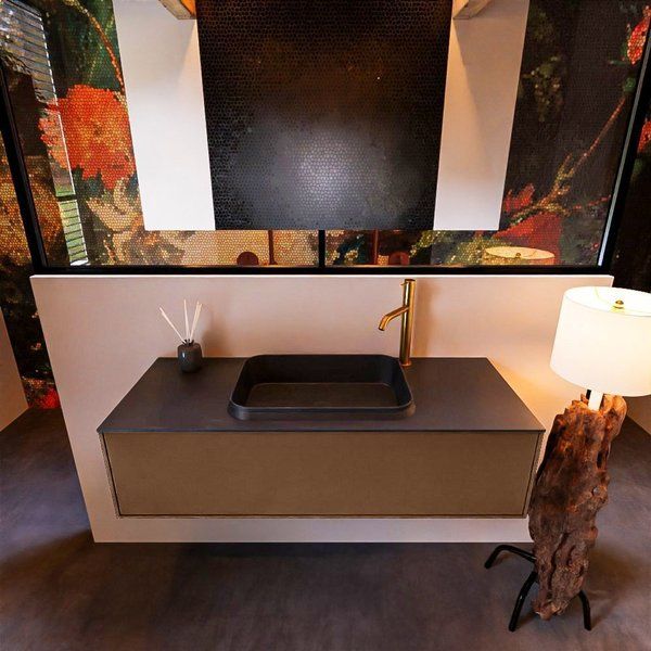 Mondiaz ERIN 120cm badmeubelset onderkast Rust met 1 lade + Wastafel RIDGE Urban
