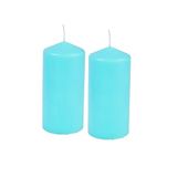 Homéa Set van 2 Pijlerkaarsen D5 x H10 cm Essentiel Blauw