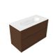 Saniclass Holz Frame Badkamermeubelset - 100x45x73.9cm - Chaci keramische wastafel wit - 1 wasbak - zonder kraangat - 2 lades - mat walnut pure