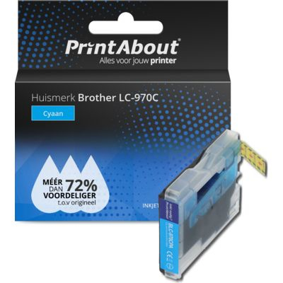 PrintAbout Huismerk Brother LC-970C Inktcartridge Cyaan
