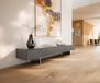 Meuble TV Cuor 200 cm Céramique Béton gris 1 clapet 1 tiroir Pied optique flottant Acier inoxydable