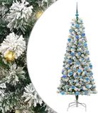 vidaXL Kunstmatige Hinged Kerstboom 300 LED's Groen en Wit 180 cm