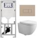 Geberit QeramiQ Dely Swirl Compact Toiletset - inbouwreservoir Geberit UP320 - met Burda frame - 25mm zitting - kunststof bedieningsplaat taupe - rechthoekige knoppen - glans wit