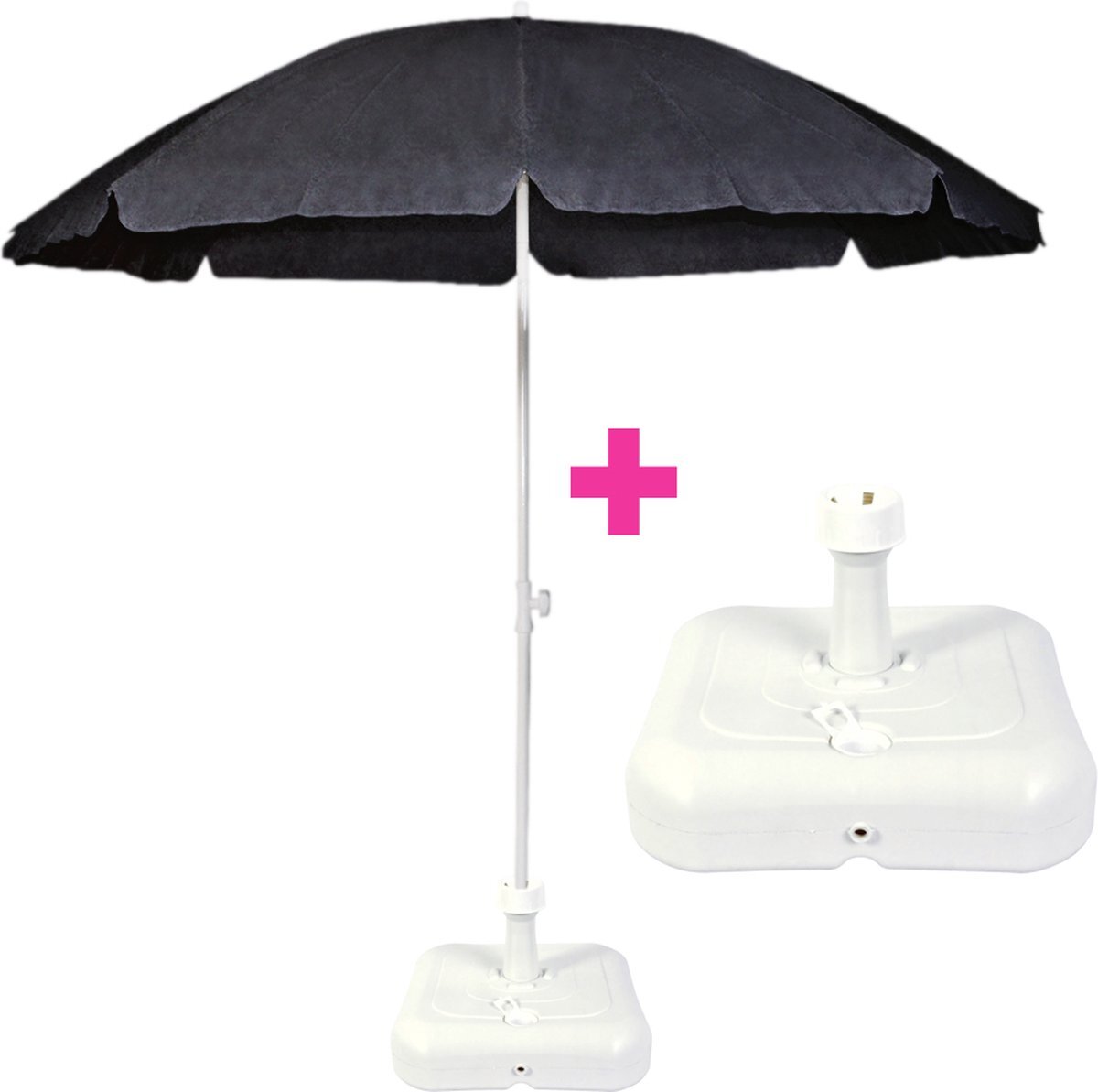 Actievlag Parasol Ø 200CM Grijs + Parasolvoet 10L Plastic - Actievlag.nl