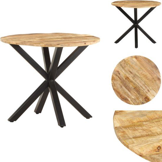 vidaXL Bijzettafel massief mangohout bruin industrieel 68x68x56 cm
