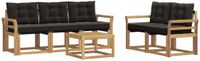 vidaXL Acacia Hout Bank Loungeset 5-zits Wit en Zwart