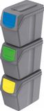 Prosperplast Afvalscheidingprullenbakken - 3-delig - grijs - 20 L per unit