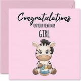 Nieuwe Baby Girl Card - Nieuwe Dochter - Gefeliciteerd Baby Meisje Kaarten Pasgeboren, Goed gedaan Gefeliciteerd Nieuwe Baby Kaarten, Welkom In De Wereld Home Gifts, 145mm x 145mm Baby Wenskaarten