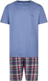 Phil & Co. Berlin Shorty Classics Pyjamaset Blauw/Kariert Katoen/Elastaan L