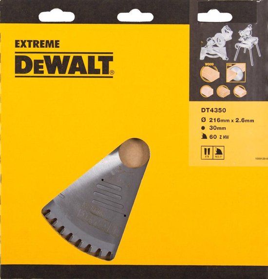 DeWalt DT4350 Extreme Cirkelzaagblad - 216 x 30 x 60T - Hout / Laminaat