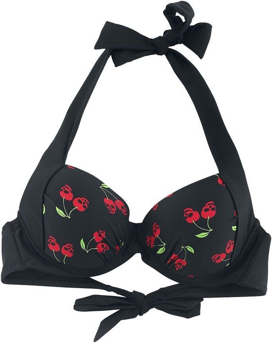 Rock Rebel by EMP Zwart bikinitopje met rockabillyprint - Dames - L