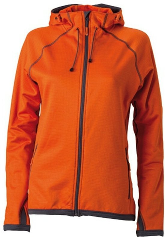 James & Nicholson Oranje dames fleece jasje met capuchon S