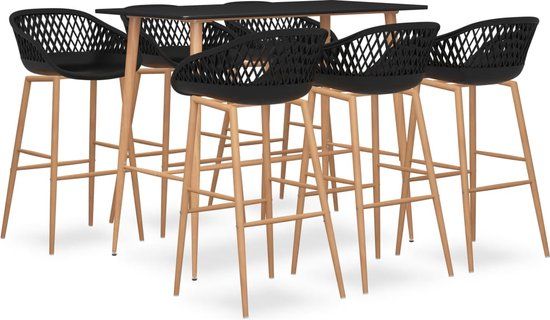 vidaXL 7-delige Barset Zwart