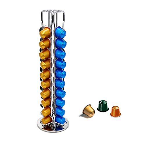 Intirilife Koffiecapsulehouder Compatibel Met Nespresso Capsules 40 Stuks In Goud Kleurig Ijzer 11 5 X 37 5 Cm 360 Graden Draaibare Capsulestandaard Opslag Voor Koffiecapsules Koffiepads