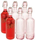 Secret de Gourmet Beugelfles / Weckfles - 6x - roze glas - luchtdicht - 1 liter - waterfles