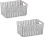 Plasticforte Opbergmand - 6x - Kastmand - rotan kunststof - zilver - 10 Liter - 22 x 33 x 16 cm