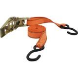 Petex 43192735 ratelspanband 2-delig, 5 m, 25 mm, S-haken, 350/700 daN, oranje