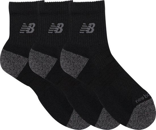 New Balance Active QTR Socks 3 Pack Unisex Sportsokken - BLACK
