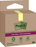 Post-it Super Sticky 100% gerecyclede notities, verpakking van 3 pads, 70 vellen per pad, 47,6 mm x 47,6 mm, kanariegeel