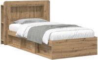 vidaXL Bedombouw met opslag Artisanaal eiken 90 x 190 cm Bewerkt hout