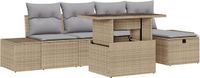 vidaXL Tuinbank - Polyrotan - Beige/ Lichtgrijs - 2 zitplekken